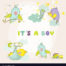 Baby Shower:Graceful Baby Shower Cards Image Designs Newborn Cute Parrot Set For Baby Shower Cards Vector Image